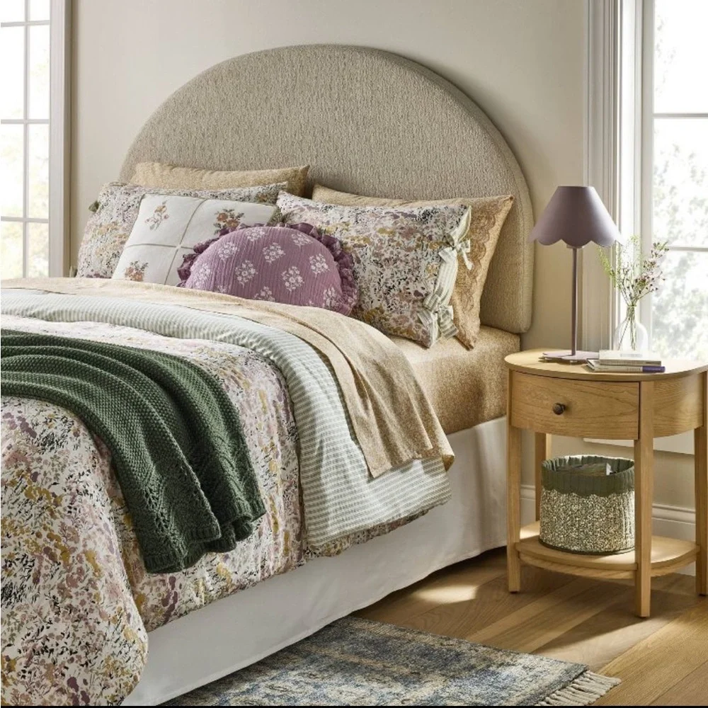 Round Ruffle Floral Jacquard Pillow Purple/Cream - Threshold with Studio McGee
